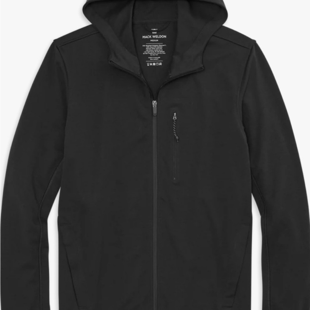 Mack Weldon Men's Black Atlas Hoodie - Hooded Jacket - Large